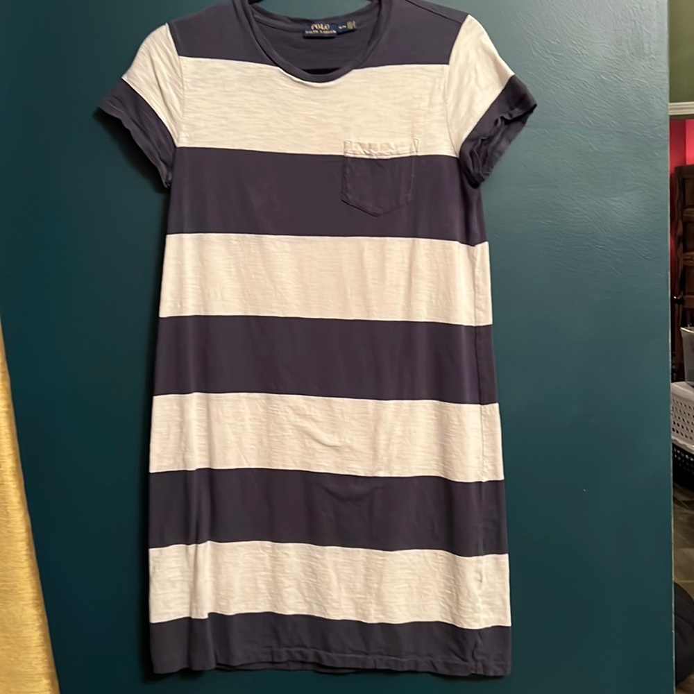 Polo Ralph Lauren Navy & White t-shirt dress size Medium
